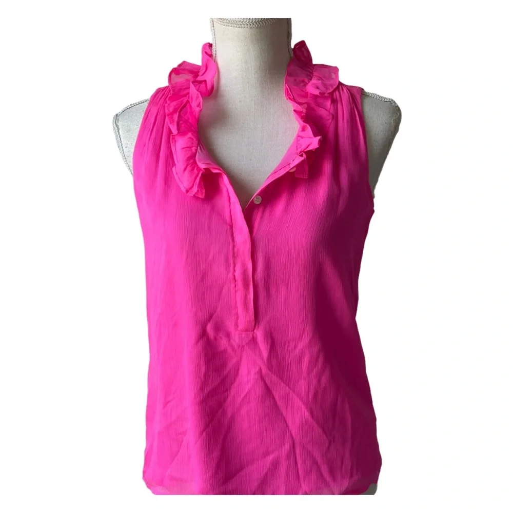 J.Crew Fuchsia pink sleeveless blouse 100% silk top
